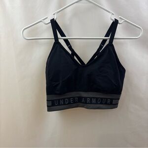 Under Armour Sports Bra Women's Sz L Black Gray Sports Wear Gym Yoga Compression